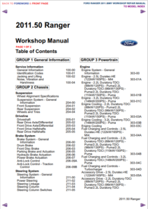 Ford Ranger Workshop Repair Manual