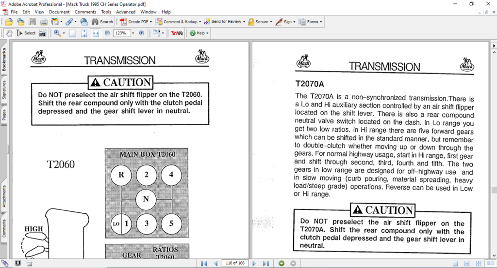 Mack Truck Ch Series Operators Manual