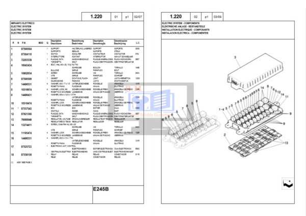 E245B Excavator Parts Manual