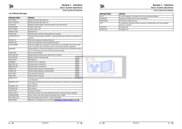 JCB JS175W Excavator Service Manual