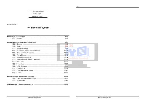 Nissan Forklift PLP Electrical System