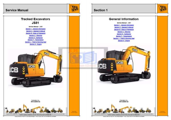 JCB JS81 Excavator Service Repair Manual