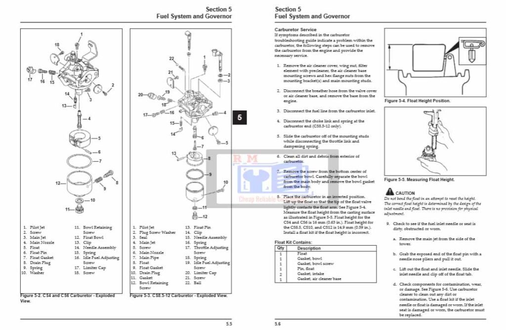 Kohler Command Pro 10 Cs 4-12.75 Hp Horizontal Crankshaft Service Manual