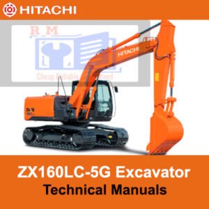 Hitachi ZX160LC-5G Excavator technical manual cover featuring detailed specifications and operational guidelines
