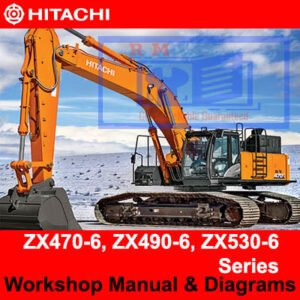 Hitachi ZX470-6, ZX490-6, and ZX530-6 workshop manual with detailed diagrams for maintenance and repair