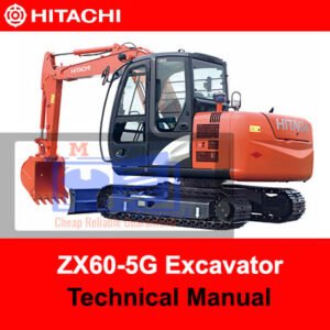 Technical manual for Hitachi ZX60-5G Excavator, showcasing model details and operational guidelines