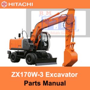Parts manual for Hitachi Zaxis ZX170W-3 Wheel Excavator, showcasing components and assembly instructions for repairs