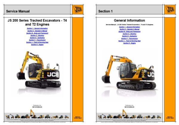 JCB JS 200 Series Excavator (Engine T4 & T2 )  Service Repair Manual - Image 2