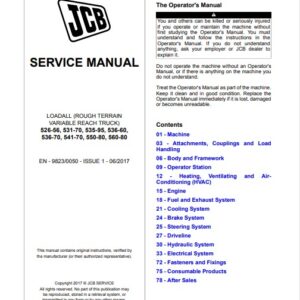 JCB 526-56, 531-70, 535-95, 536-60,536-70, 541-70, 550-80, 560-80 Service Repair Manual