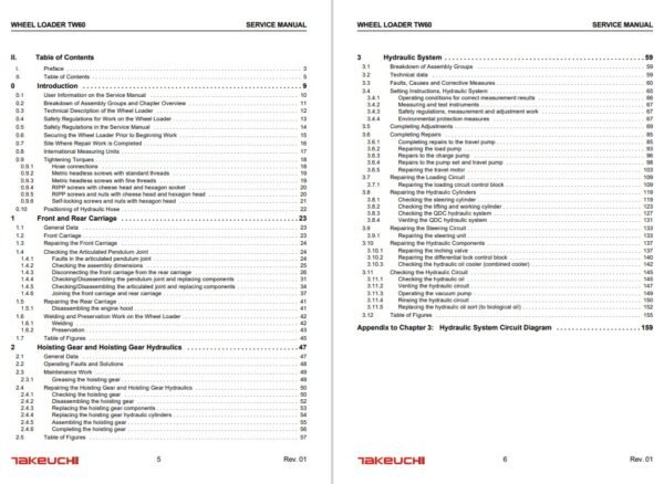 Takeuchi TW60 Wheel Loader Service Repair Manual - Image 3