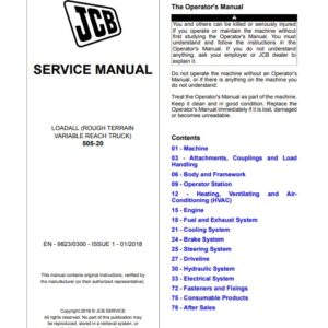 JCB 505-20 Reach Truck Service Repair Manual