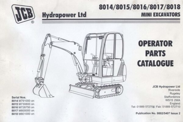 JCB Mini Excavator 8014, 8015, 8016, 8017, 8018 Parts Manual - Image 2