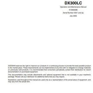 Doosan DX300LC Excavator Operation and Maintenance Manual