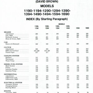 Case david brown 1190-1194-1290-1294-1390-1394-1490-1494-1594-1690 Tractor Shop Manual
