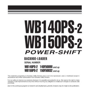 Komatsu WB140PS-2, WB150PS-2 Italy Backhoe Loader  Workshop Manual