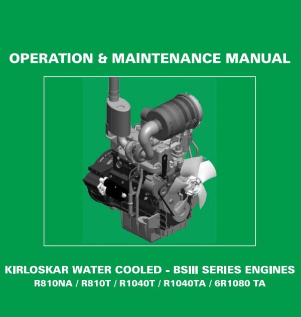 Kirloskar Water Cooled R810NA, R5810T, R1040T, R1040TA, 6R1080TA Operation & maintenance Manual - Image 2