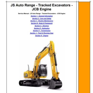 JCB JS Auto Range – Tracked Excavators (JCB Engine) Service Repair Manual