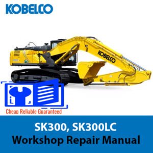 Cover of the Kobelco SK300 and SK300LC service workshop manual, showcasing essential maintenance and repair information