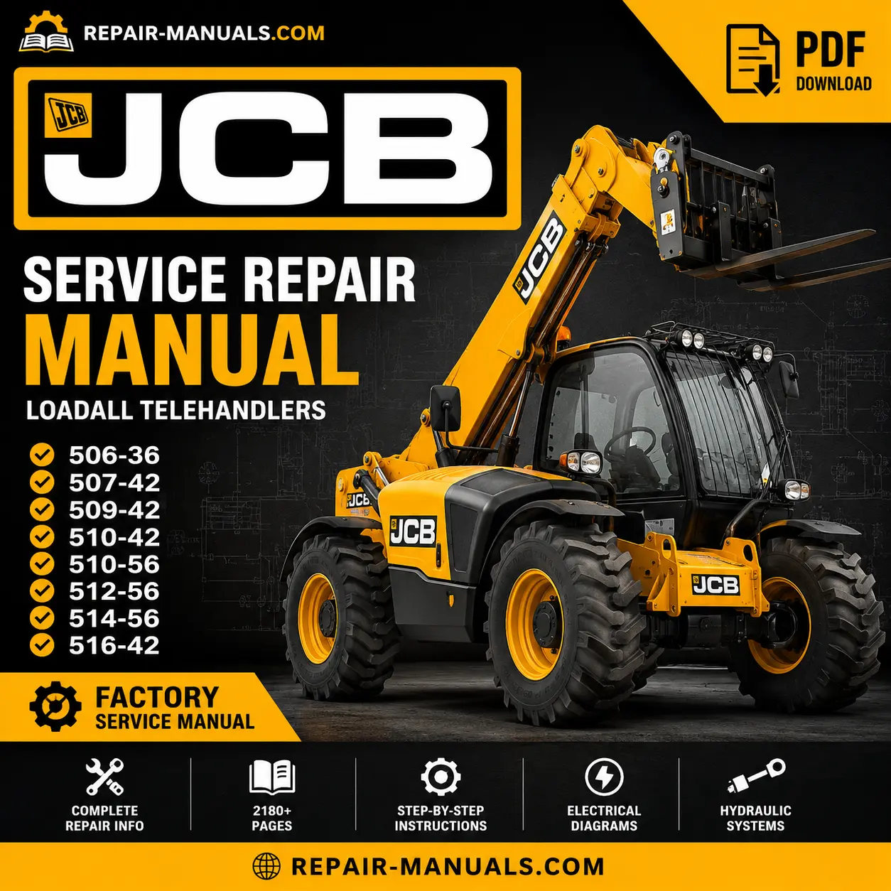 JCB 506-36 507-42 509-42 510-42 510-56 512-56 514-56 516-42 Loadall Service Repair Manual PDF
