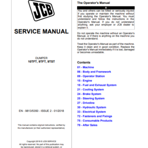 JCB Dumper 10TFT, 9TFT, 9TST Service Repair Manual