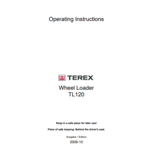 Terex Wheel Loader TL120 Operating Instructions Manual