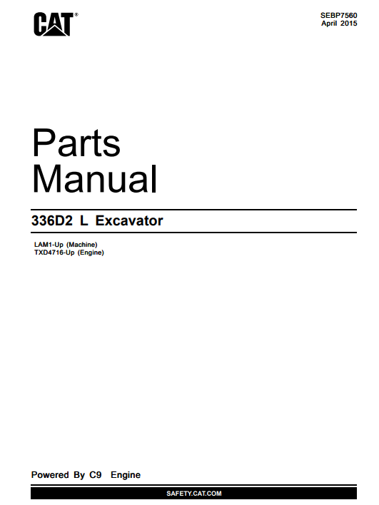 Caterpillar DPCaterpillar 336D2 L Excavator Parts Manual