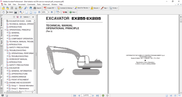 Fiat Kobelco EX255-EX285 Tier2 Excavator Service Repair Manual - Image 3