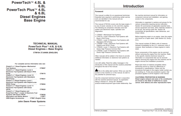 Power Tech Plus 4.5L & 6.8L Diesel Engines Technical Manual (John Deere Power Systems - Image 2