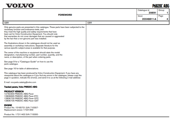 Volvo P6820C ABG Pavar Parts Catalog - Image 3