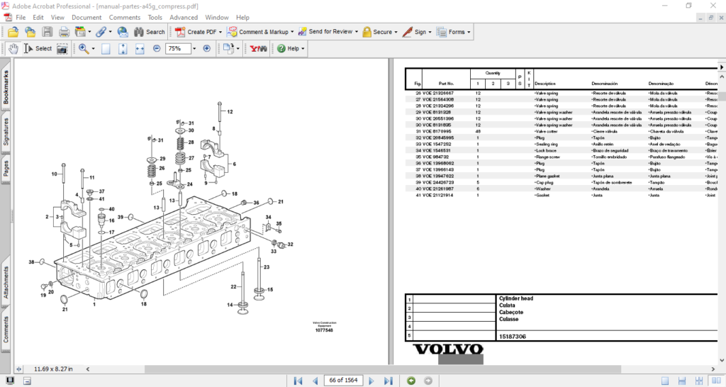 Volvo A45G Dump Truck Parts Catalog