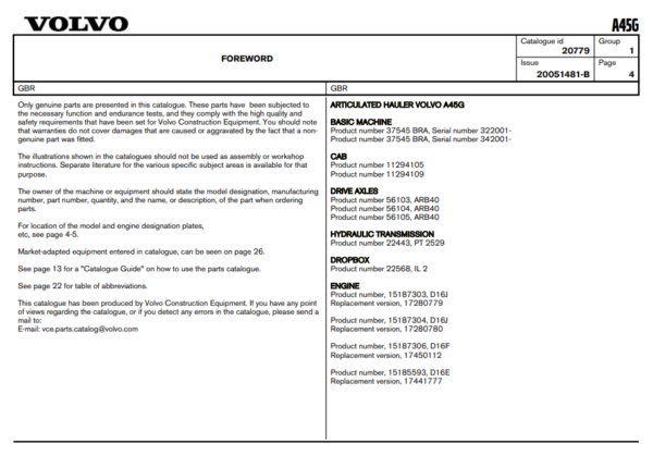 Volvo A45G Dump Truck Parts Catalog - Image 3