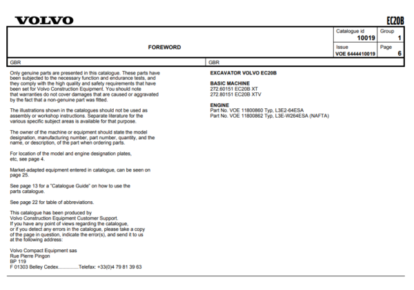 Volvo EC20B Mini Excavator Parts Catalog - Image 3