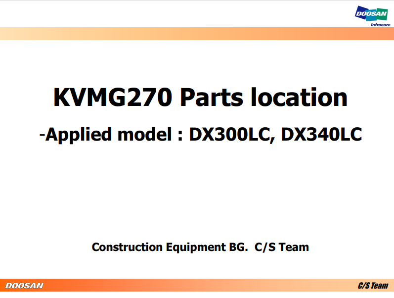 Doosan DX300LC, DX340LC Parts Location