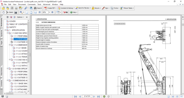 kobelco ck1600 specs