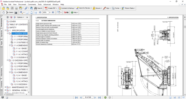 kobelco ck2500 ii load chart