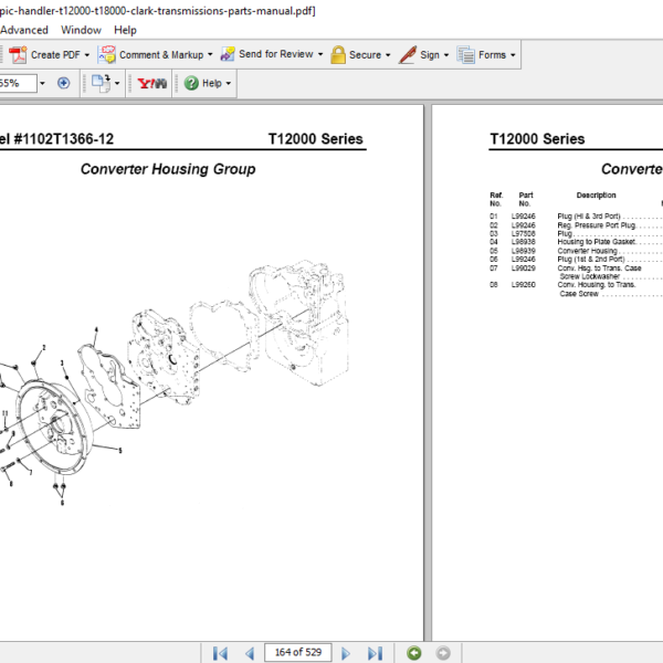 Clark Transmission T12000, T18000 Parts Manual