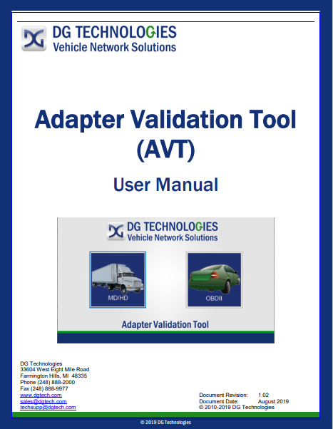 DG Technologies Adapter Validation Tool User Manual