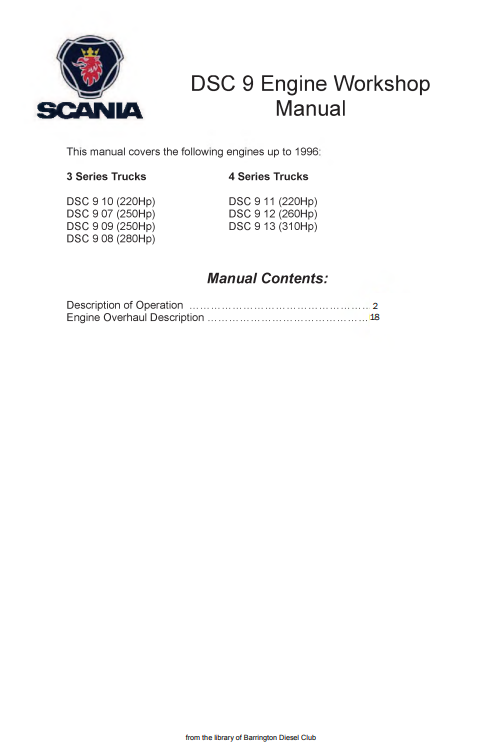 SCANIA DSC 9 Engine Workshop Manual