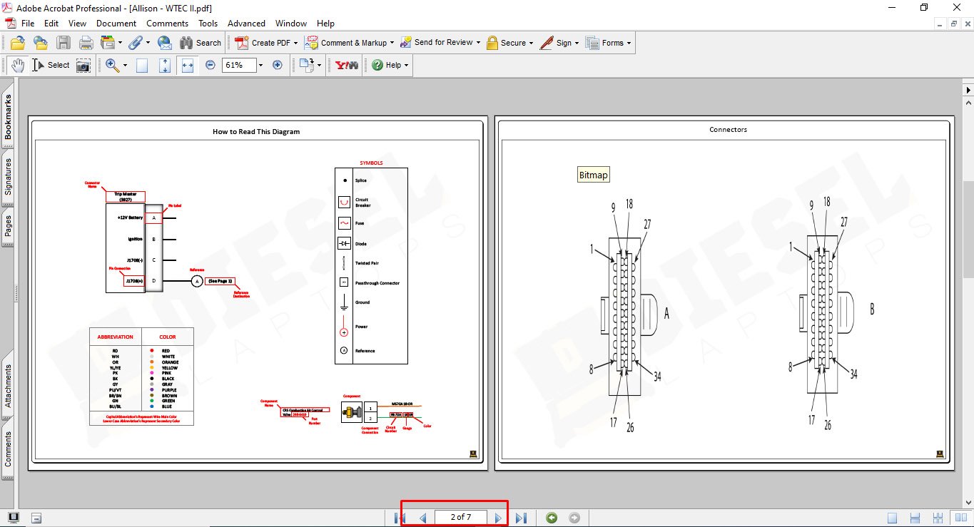 Allison Transmission WTEC II MD, HD, & B Series Electrical Circuit Diagram