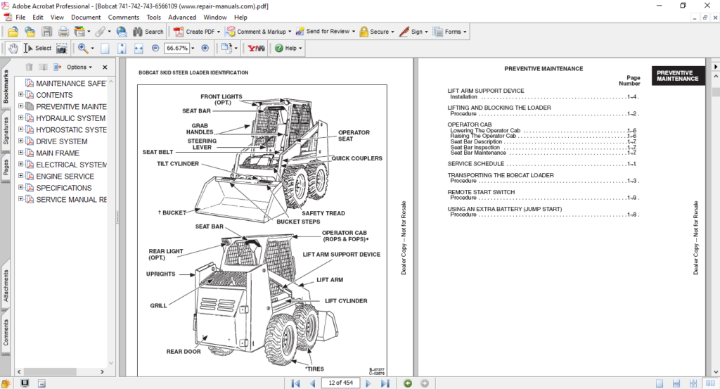 Bobcat 741, Bobcat 742, Bobcat 743, Bobcat 743DS Skid Steer Service