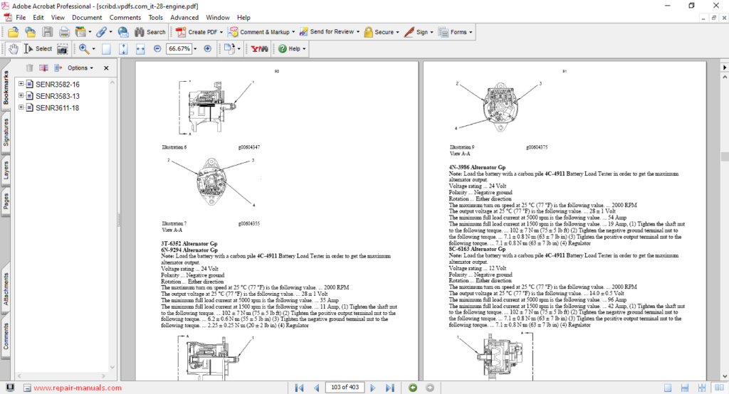 Caterpillar 3114, 3116 And 3126 Engines Service Repair Manual