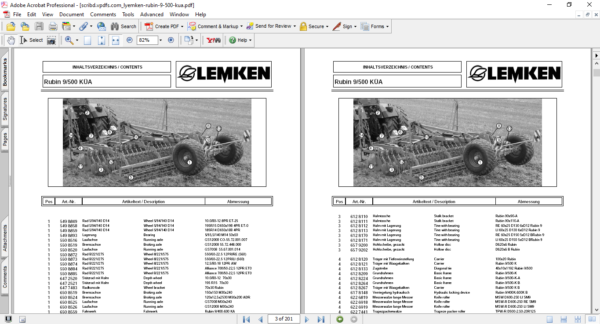 Lemken Rubin 9-500 Kua Parts Manual - Image 3