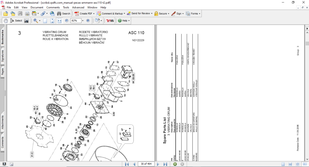 AMMANN ASC 110 Road Roller Spare Parts Manual PDF Download