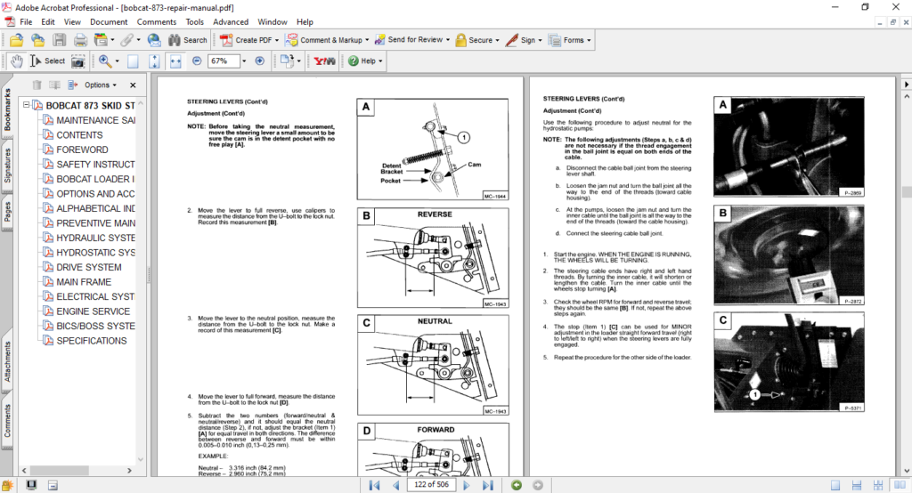 Bobcat 873 Skid Steer Service Repair Manual