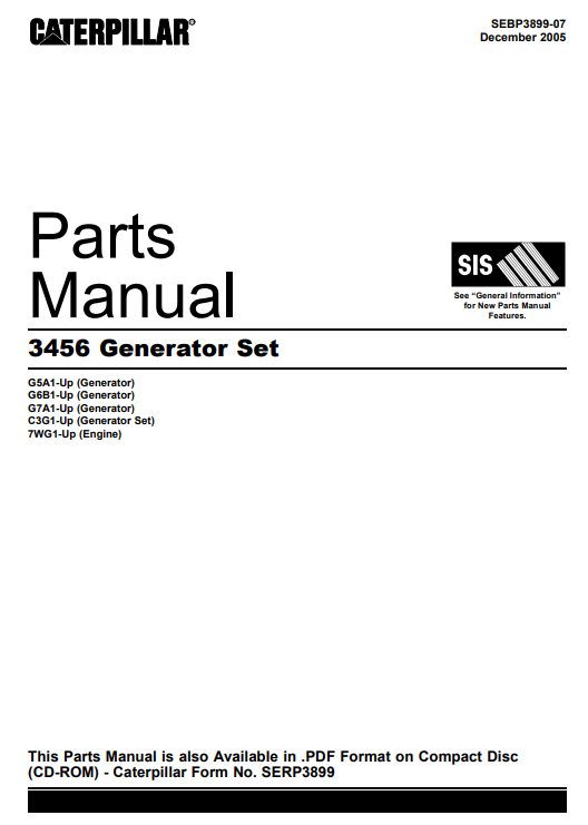 Caterpillar 3456 Generator Set Parts Manual