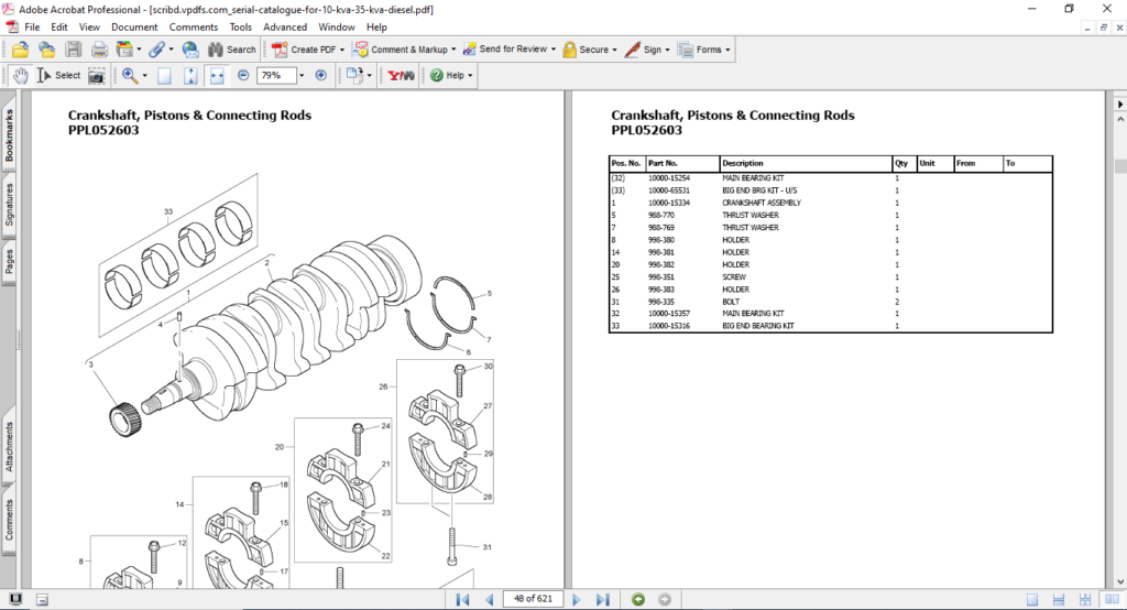 FG WILSON 10 KVA 35 KVA Diesel Generator Spare Parts Catalogue