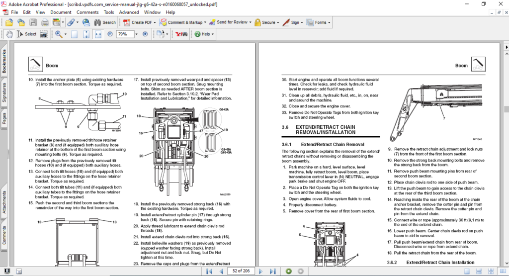 JLG G642A, G943A, G104A Telehandler Service Repair Manual
