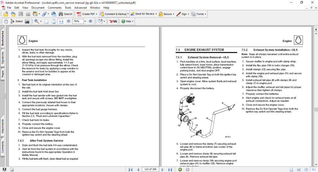 JLG G642A, G943A, G104A Telehandler Service Repair Manual