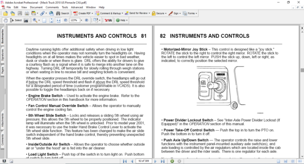 Mack Truck 2010 US Pinnacle Series (CXU Series) Operator's Manual - Image 4