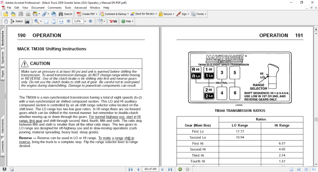 Mack Truck 2009 GU Series Operator's Manual